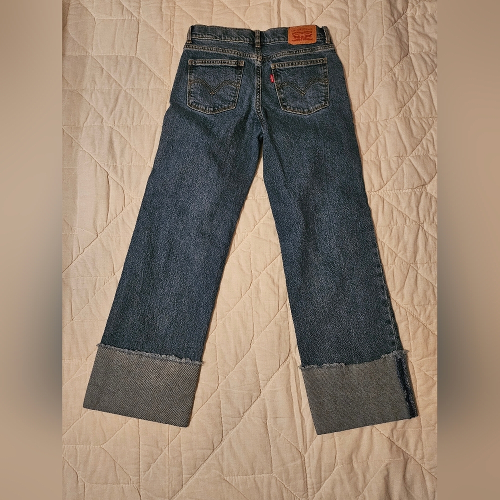 Levi's Wide Leg -Wide Cuff Cropped Jeans - Classic Denim  Size 10 R - Picture 2 of 8